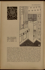 1901 DAS INTERIEUR II Hauptteil Seite 204 Josef Hoffmann Ein Fenster Arrangement mit Vogelkäfig