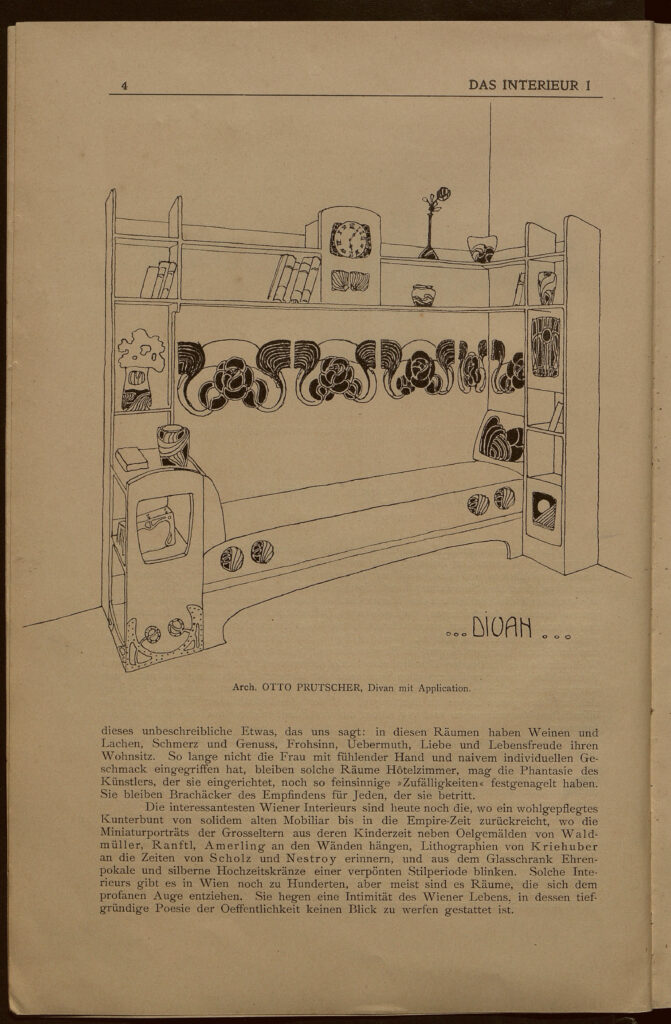 1900 DAS INTERIEUR I Hauptteil Seite 4 Arch. Otto Prutscher, Divan mit Application