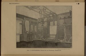 1900 DAS INTERIEUR I Bildteil Tafel 69 Arch. V. Postelberg, Entwurf für ein Vorzimmer, Fensterwand.