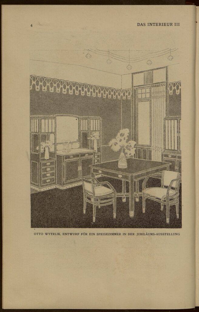 1902 DAS INTERIEUR III Hauptteil Seite 4 Otty Wytrlik, Entwurf für ein Speisezimmer in der Jubiläums-Ausstellung