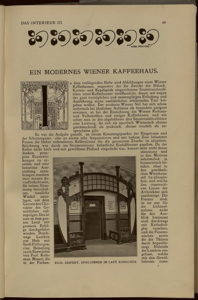 1902 DAS INTERIEUR III Hauptteil Seite 49 Rich. Seifert, Spielzimmer im Cafè Ronacher