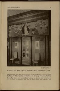 1902 DAS INTERIEUR III Hauptteil Seite 89 Joseph Urban. Wandteil mit Eingelassenem Gläserschrank in der Villa des Malers A. D. Goltz in Heiligenstadt bei Wien.