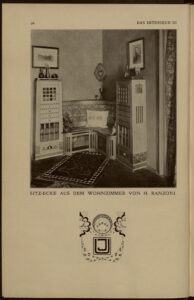 1902 DAS INTERIEUR III Hauptteil Seite 96 Joseph Urban Sitz- Ecke aus dem Wohnzimmer des Malers H. Ranzoni.