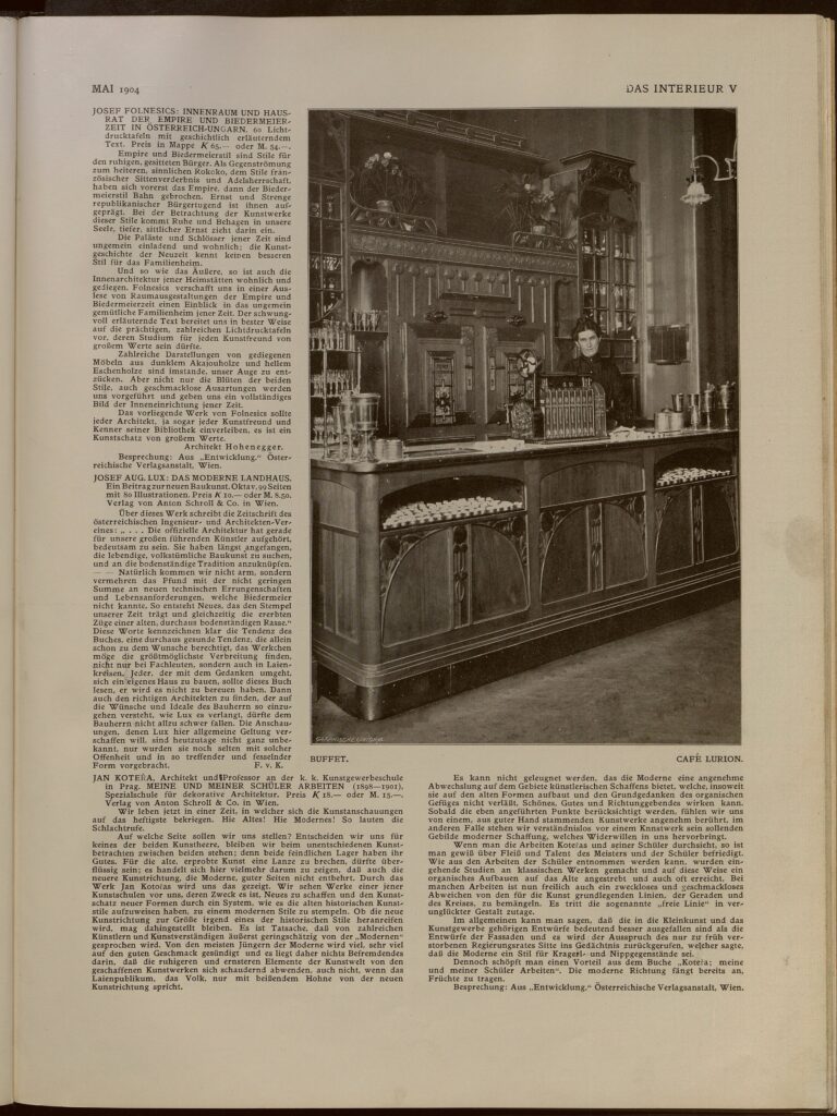 1904 DAS INTERIEUR V Anzeigenteil Seite 19 BUFFET CAFE LURION.