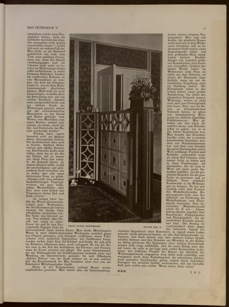 1904 DAS INTERIEUR V Hauptteil Seite 11 PROF. JOSEF HOFFMANN Salon Dir. P.